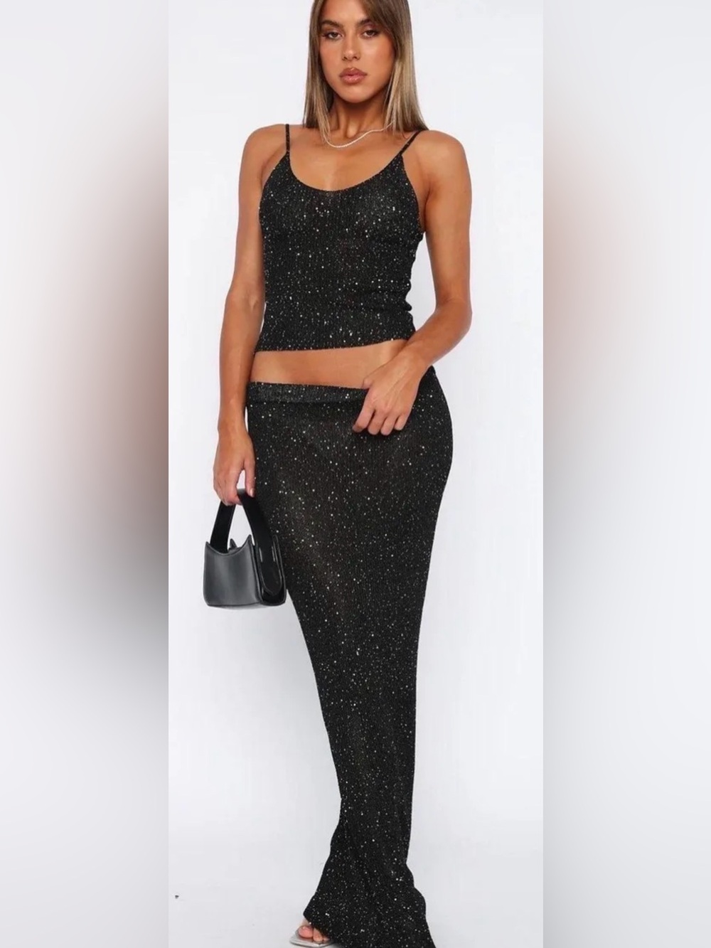 White Fox Boutique Black shirt and tank set